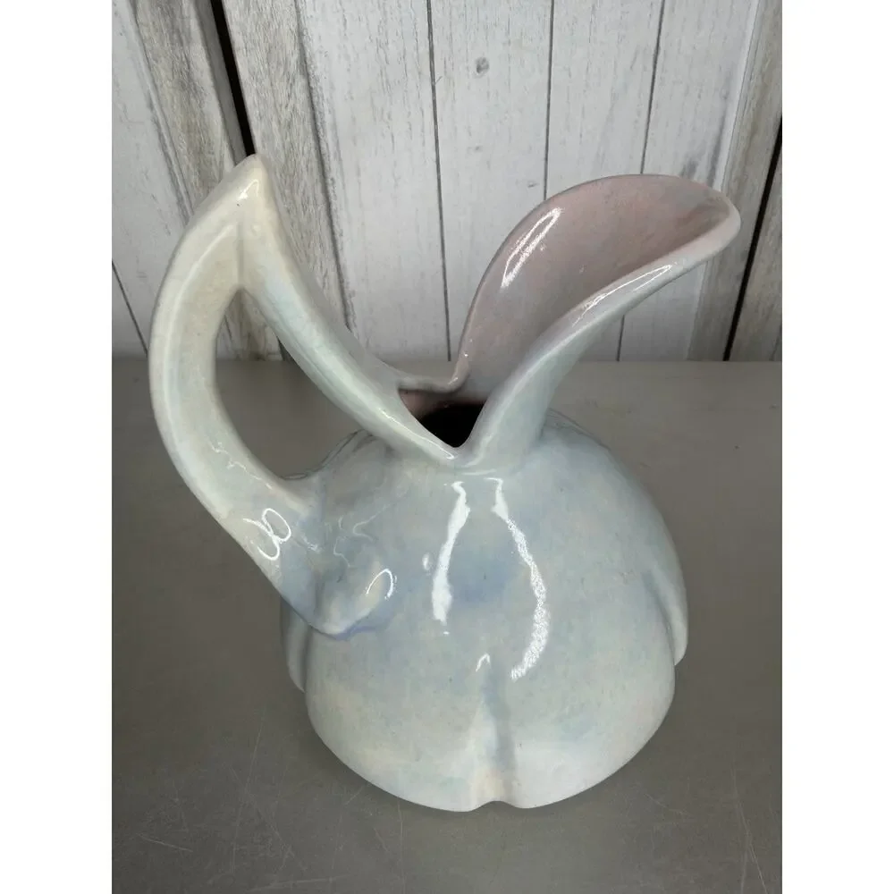 Vintage Conder Water Pitcher Vase Figurine Decor Light Blue Pink